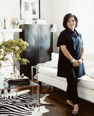Williams Sonoma Home designer, Monelle Totah's beautiful San Francisco flat adorned with white furniture, a zebra print rug.