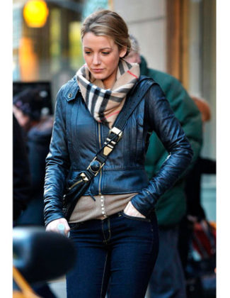 blake lively burberry scarf leather jacekt