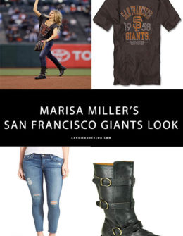 Supermodel Marisa Miller threw the first ceremonial pitch at the San Francisco Giants game on Tuesday, September 14, 2010. Style expert and blogger, Candie Anderson shares the secret to achieving this look easily and effortlessly just in time for baseball season.