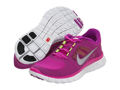 Nike Free Run+ 3 in Magenta/Sail/Reflective Silver. Zappos
