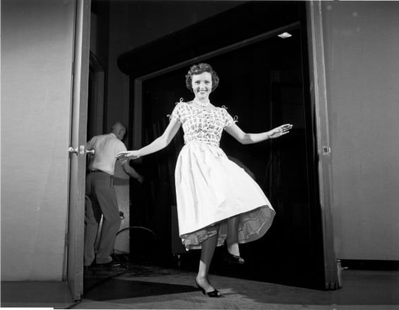 Betty White enjoys a moment between scenes on the first “Betty White Show” in 1954. Credit: Courtesy of PBS "Pioneers of Television" Producer: Boettcher Trinklein Productions