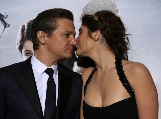 Jeremy Renner and Gemma Arterton arrive at the Los Angeles premiere of "Hansel and Gretel: Witch Hunters" held at Grauman's Chinese Theatre on Thursday, January 24, 2013 in Hollywood, Calif. (Photo by Alex J. Berliner/ABImages)