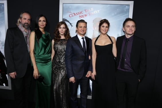 From left, Peter Stormare, Famke Janssen, Pihla Viitala, Jeremy Renner, Gemma Arterton and Tommy Wirkola arrive at the Los Angeles premiere of "Hansel and Gretel Witch Hunters" held at Grauman's Chinese Theatre on Thursday, January 24, 2013 in Hollywood, Calif. (Photo by Alex J. Berliner/ABImages)