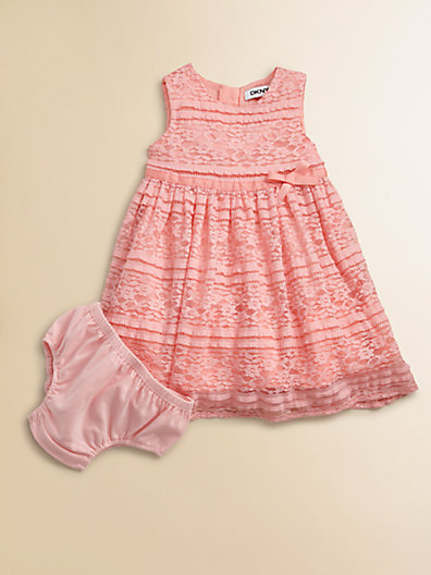 DKNY Infant's Stretch Lace Dress and Bloomer Set. Saks Fifth Avenue