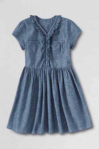 Toddler Girls' Chambray Front Pocket Dress. LandsEnd.com Easter 