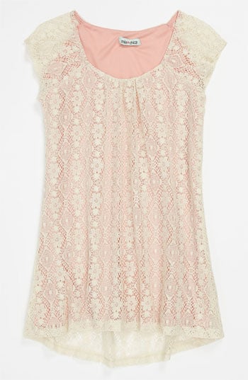 Mia Chica Lace Overlay Trapeze Dress in Ivory/Blush. Sizes: 7-8, 10-12, 14, 16. Nordstrom
