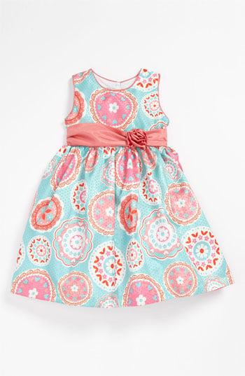 Pippa & Julie Medallion Print Dress (Toddler) in Turquoise and Coral. Nordstrom Easter