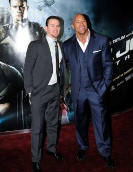 LONDON, ENGLAND - MARCH 18: (L-R) Channing Tatum and Dwayne Johnson attend the UK premiere of 'G.I. Joe: Retaliation' at The Empire Leicester Square on March 18, 2013 in London, England.. (Photo by Gareth Cattermole/Getty Images) *** Local Caption *** Channing Tatum; Dwayne Johnson