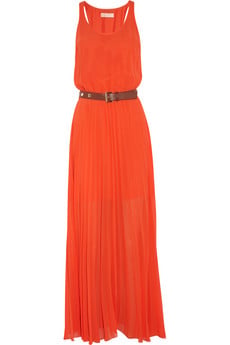 Belted Pleated Chiffon Maxi Dress by Michael Michael Kors. Net - A - Porter