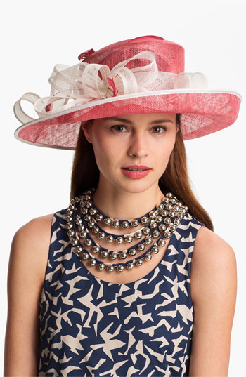 Large Up Brim Derby Hat in Fuschia/Ivory, Cobalt/Cloud, Coral/Ivory, Black/Ivory or Ivory/Black. Nordstrom 