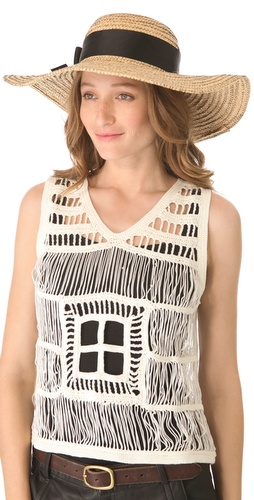 Jonathan Adler Overstitched Straw Sun Hat in Black. Shopbop