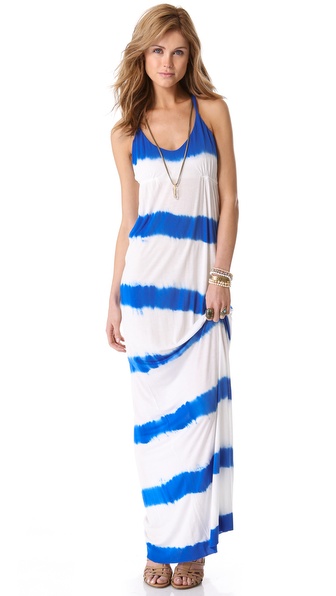 Skinny Stripe Maxi Dress in Blue and White by Young Fabulous & Broke. Shopbop
