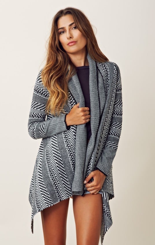 BB Dakota Kali Patterned Cardigan in Black. Planet Blue