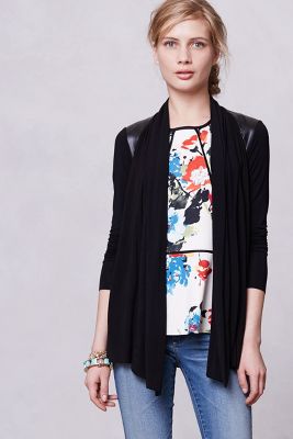Bailey 44 black leather yoke cardigan. Anthropologie