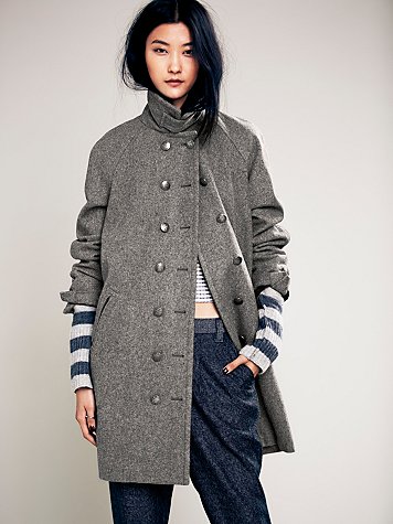Free People Cocoon Wool Coat in Grey