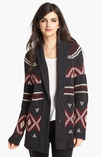 Sanctuary Fall Cozy Patterned Cardigan in London Fog. Nordstrom