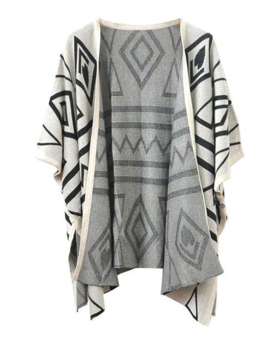 Premium Cardigan in All Over Pattern in Black and White. Chicnova