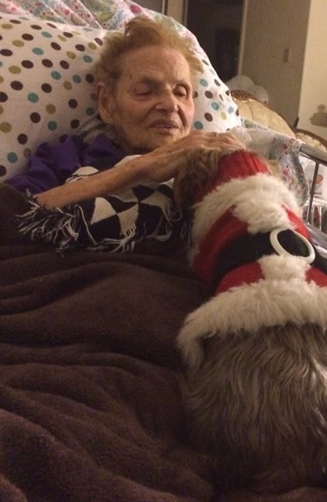 My grandmother and our dog Francesca on Christmas Eve 2013.