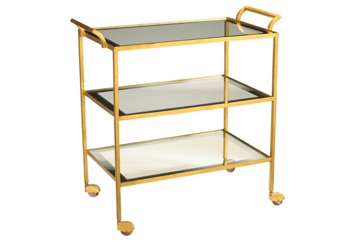 Rhone Bar Cart, Gold Parisienne French