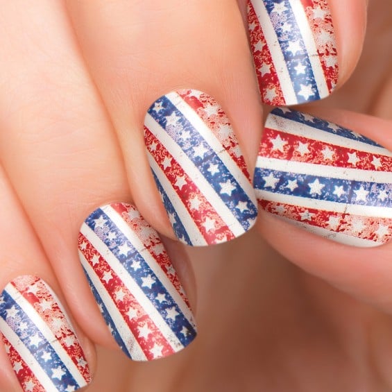 Incoco Nail Polish Strips, American Flag Nail Art, Star Studded