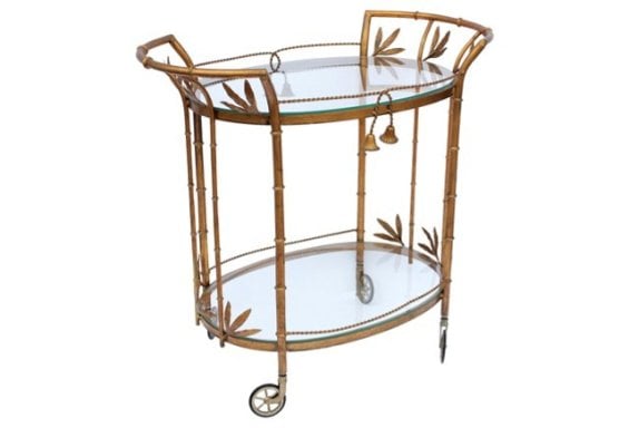 VINTAGE Italian Metal & Glass Bar Cart Architectural Anarchy