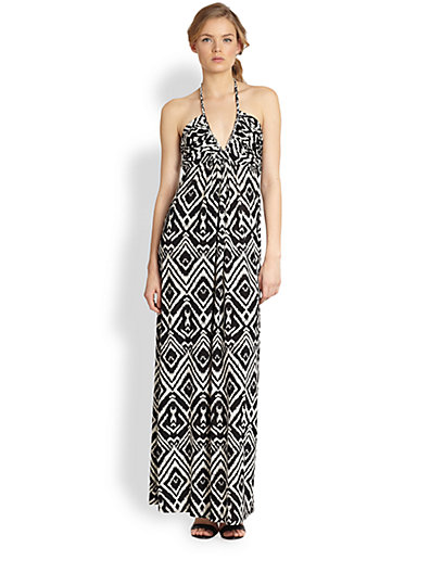T-bags Los Angeles Tribal-Inspired Printed Halter Maxi Dress