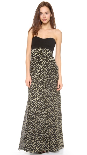 Diane von Furstenberg Adrianna Strapless Maxi Dress in Black and Leopard.