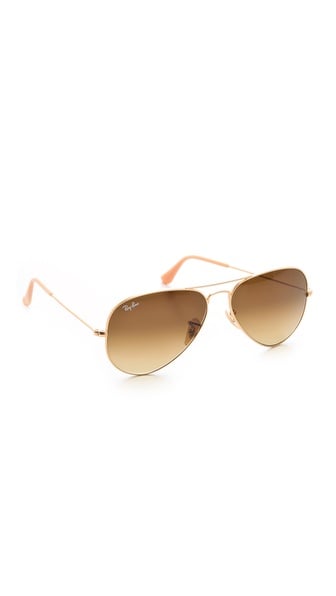 Ray-Ban Matte Classic Aviator Sunglasses in Matte Gold/Gradient Brown. Shopbop
