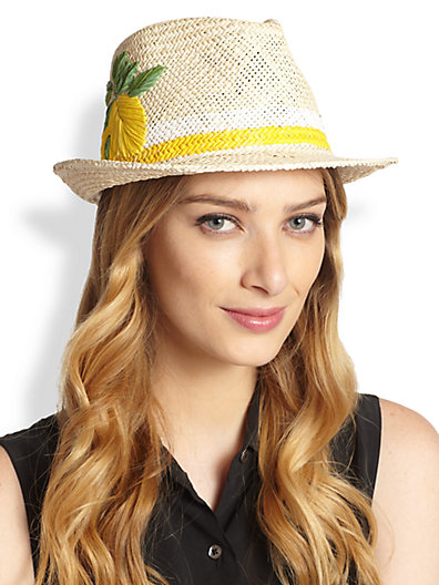 Kate Spade New York Lemon Embroidered Straw Fedora