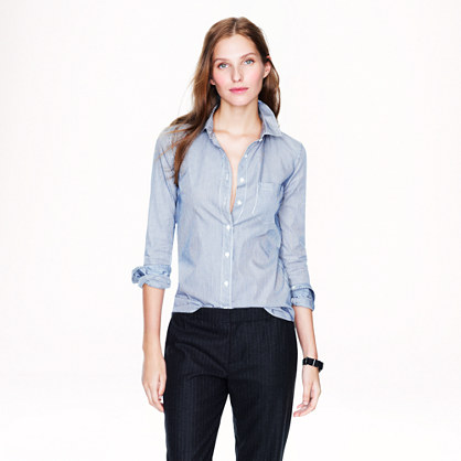 J. Crew PETITE BOY SHIRT IN STRIPE POPLIN item a7392 