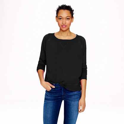J.Crew Collection cashmere sweatshirt Collection cashmere sweatshirt Collection cashmere sweatshirt PRODUCT DETAILS Just because winter's over doesn't mean you have to say good-bye to cashmere. This one fits like your favorite sweatshirt, only it's way more luxe. We work with one of the best Italian mills to create our famously soft cashmere—treat yours with love and it will last forever. Relaxed fit. Hits at hip. Italian cashmere in a 12-gauge knit. Long sleeves. Hand wash. We recommend folding (never hanging) and storing in tissue paper. Import. Online only. COLLECTION CASHMERE SWEATSHIRT