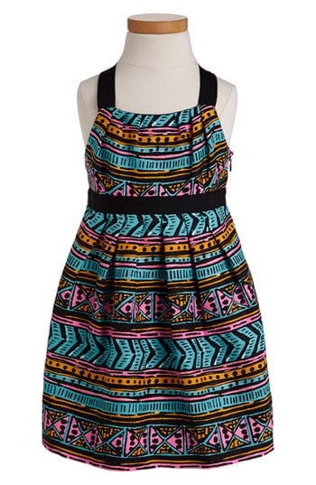 Milly Minis Cross Back Dress (Toddler Girls & Little Girls) in Black, Turquoise and Pink