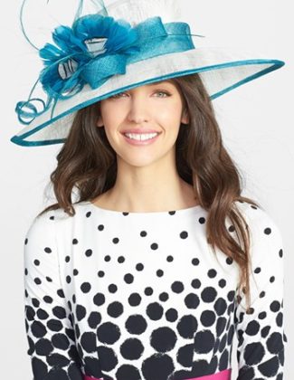 Nordstrom Butterfly Derby Hat in Ivory/Teal; Fuchsia/Black; or Cobalt/Navy
