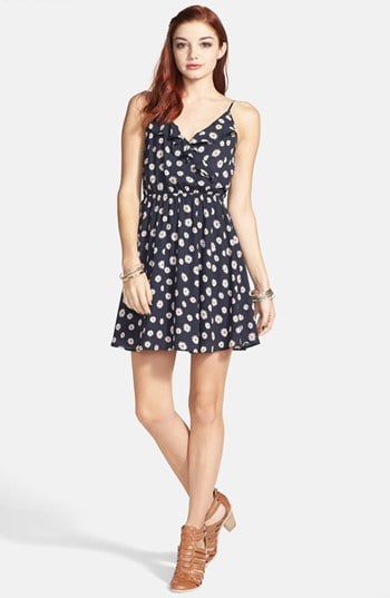 Lush Floral Print Surplice Dress (Juniors) in Navy/Multi