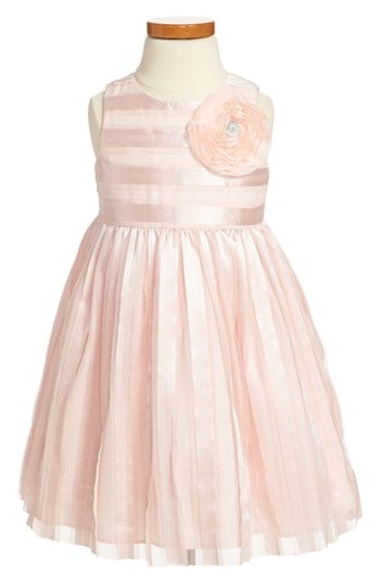 Pippa & Julie Ribbon Stripe Dress (Toddler Girls) in Pale Pink