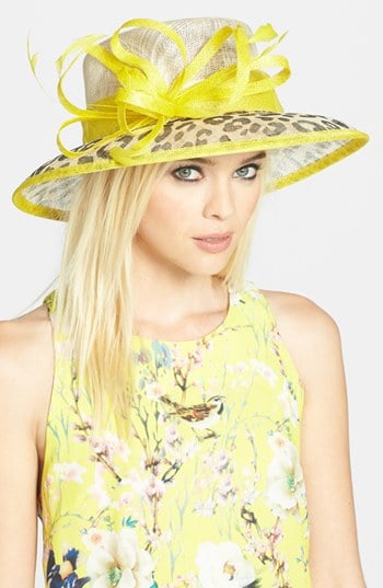 August Hat Straw Derby Hat in Leopard Print and Yellow