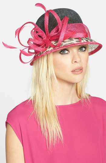 August Hat Straw Cloche in Leopard Print and Fuchsia