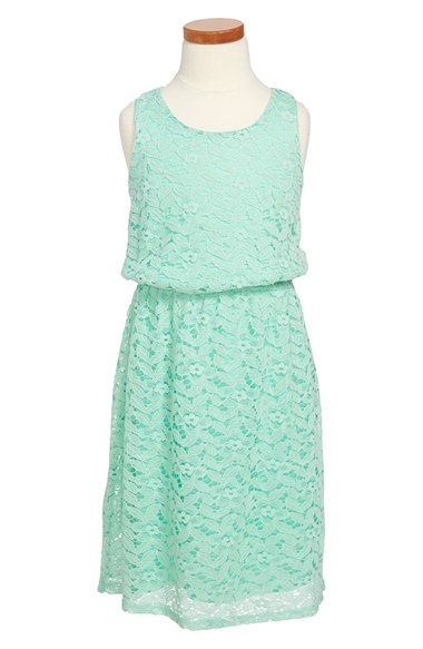 Soprano Sleeveless Lace Dress (Little Girls & Big Girls) Mint Green
