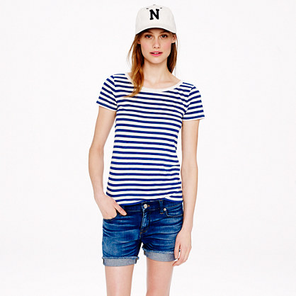 VINTAGE COTTON SCOOPNECK TEE IN STRIPE item a5400 in Marine Salt Cove