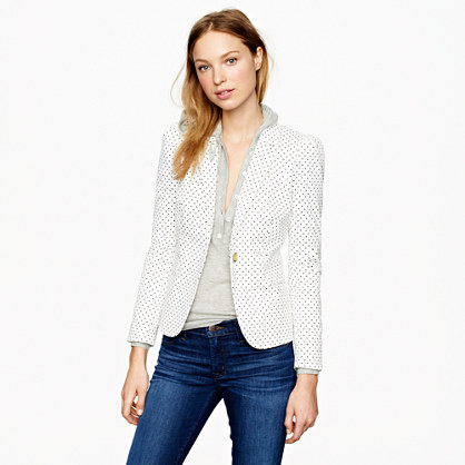 J. Crew PUFF-SLEEVE BLAZER IN TRIANGLE DOT item a5673 in Marine Salt