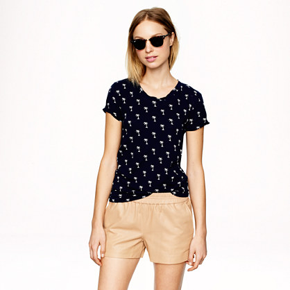 J.Crew Palm tree tee Palm tree tee Palm tree tee Palm tree tee PRODUCT DETAILS There's nothing like a tee covered in mini palm trees to get us in the mood for summer. Slim fit. Body length: 26". Cotton. Hand wash. Import. PALM TREE TEE item a6284