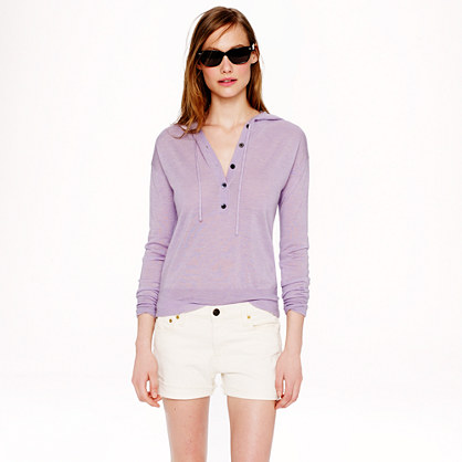 COLLECTION FEATHERWEIGHT CASHMERE HENLEY HOODIE item a6615 in Heather Lavender
