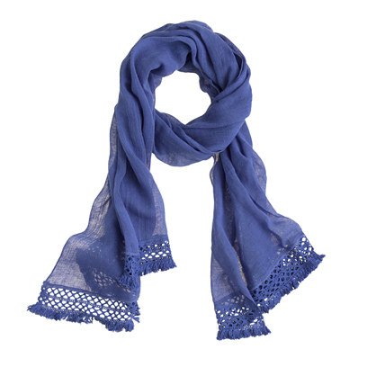 LINEN-COTTON CROCHET-TRIM SCARF item a6624