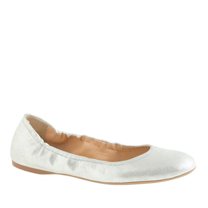 EMMA METALLIC SUEDE BALLET FLATS in Metallic Silver