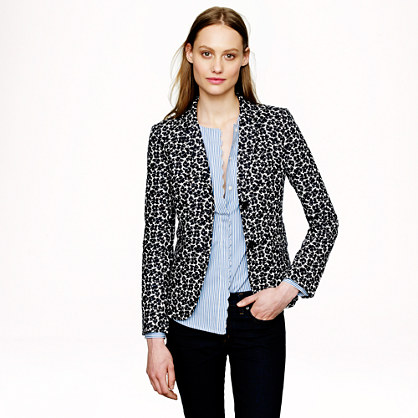 J.Crew SCHOOLBOY BLAZER IN FLORAL LINEN item a7291 in Navy Ivory