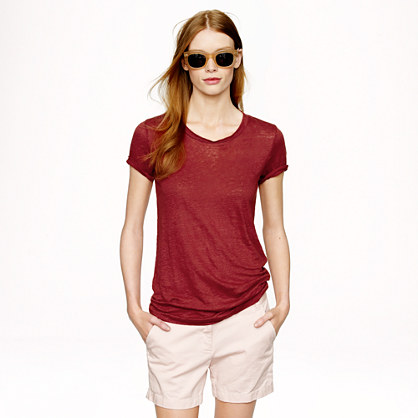 PRE-ORDER LINEN CREWNECK TEE item a7445 in Dark Cognac (also available in other colors)