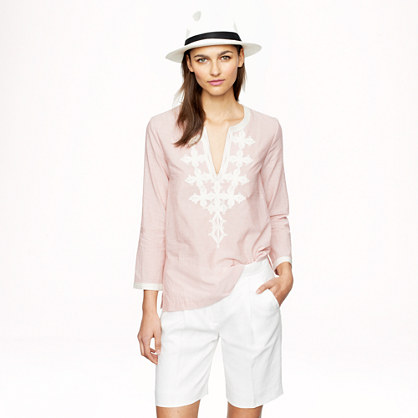 J.Crew EMBROIDERED TUNIC IN Cherry STRIPE item a7501