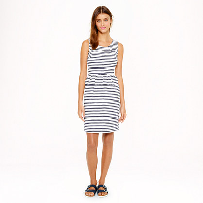 J. Crew STRIPE BACK-ZIP DRESS in navy and white item a8184