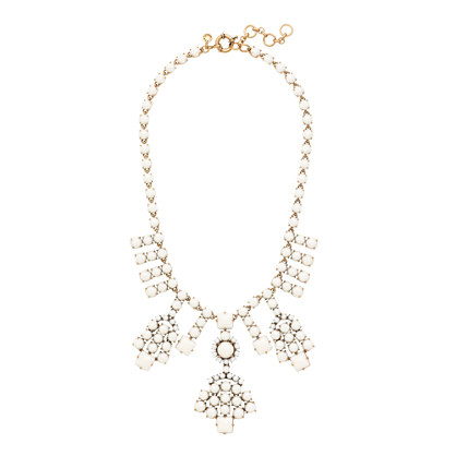  PRODUCT DETAILS Wear-with-everything white stones laid out in a graphic geometric design makes for a do-it-all kind of necklace (aka, it completes a dress and wakes up a T-shirt). Length: 18" with a 2 1/4" extender chain for adjustable length. Brass, epoxy, steel. Light gold plating. Import. STONE GRID NECKLACE item a9016 in White