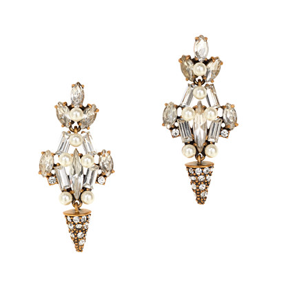 J.Crew CRYSTAL AND PEARL CHANDELIER EARRINGS